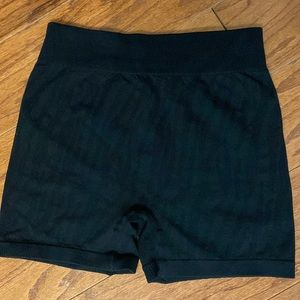 sicoozoe Black Zebra pattern High Waist Tummy Control Yoga Shorts- size Medium